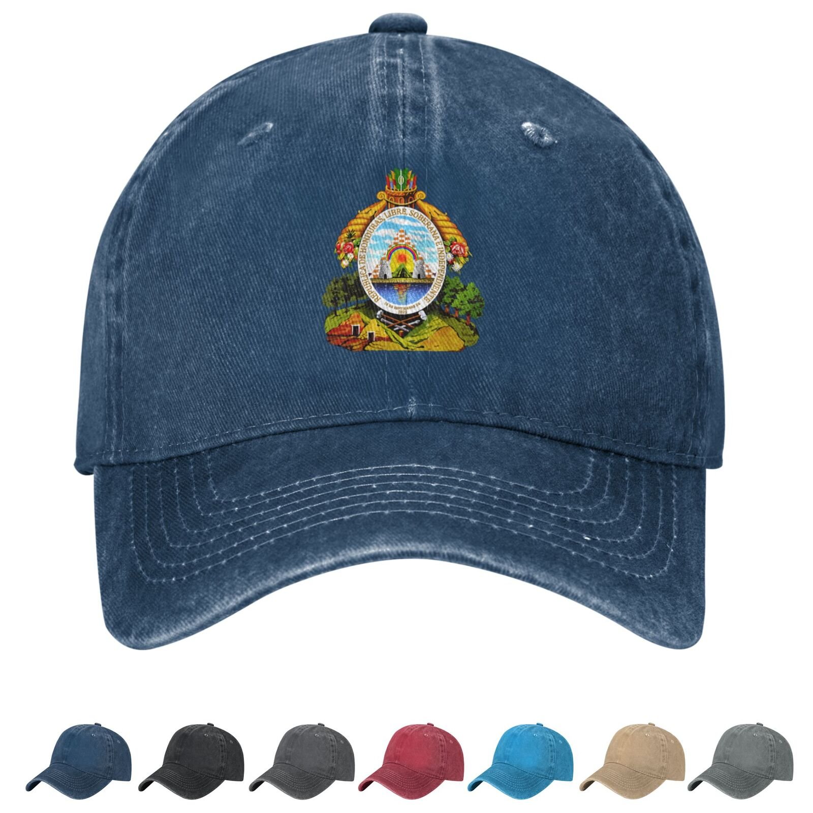 Coat of arms of Honduras Denim Baseball Cap Honduran Casual Unisex Vintage Adjustable Flag Trucker Hat Black - Image 6