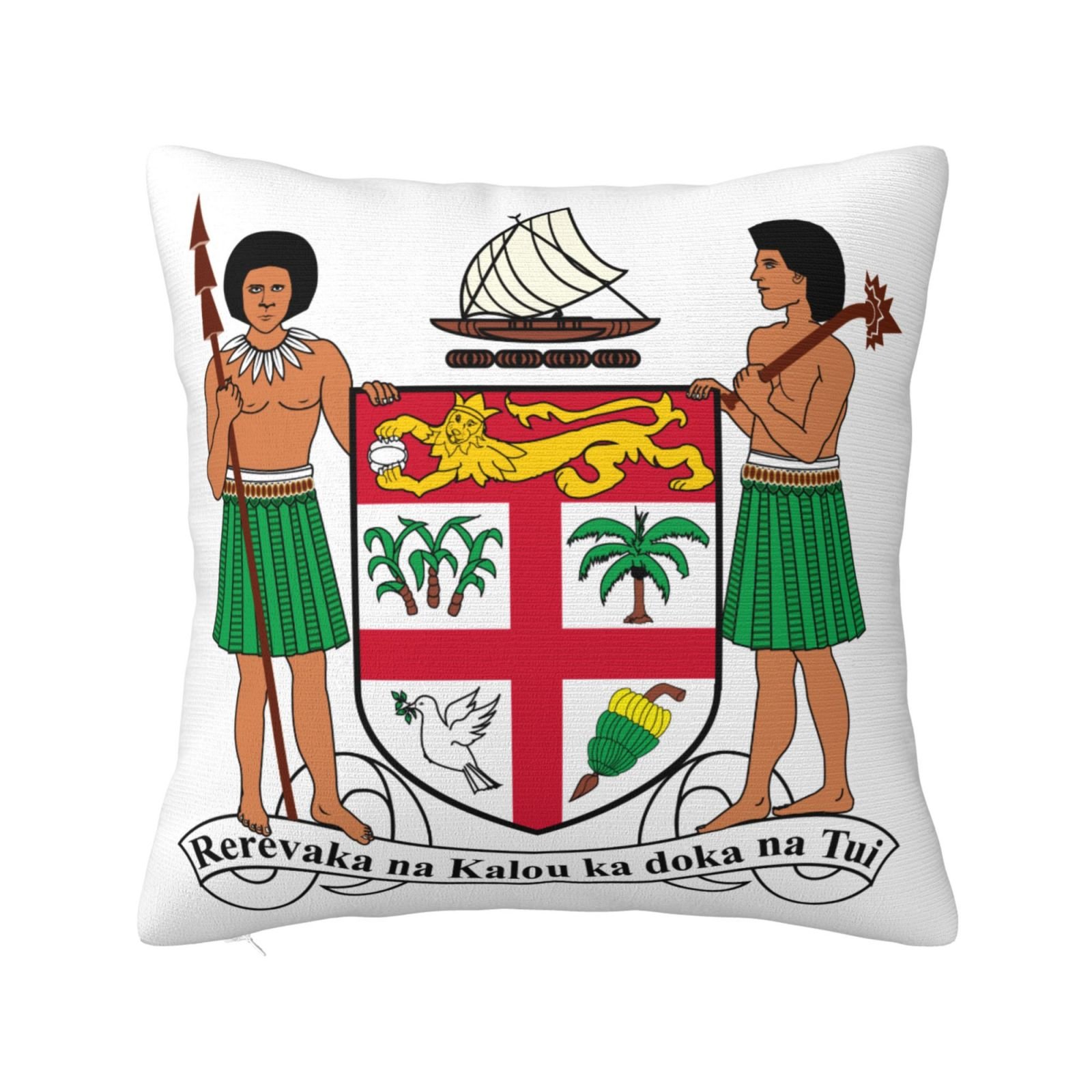 Vierkante sierkussenhoezen met het wapen van Fiji, het nationale embleem van Fiji, voor een Fijiaanse bank, fauteuil of slaapkamer.