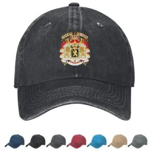 Coat of arms of Belgian Denim Baseball Cap Belgium Casual Unisex Vintage Adjustable Flag Trucker Hat Black