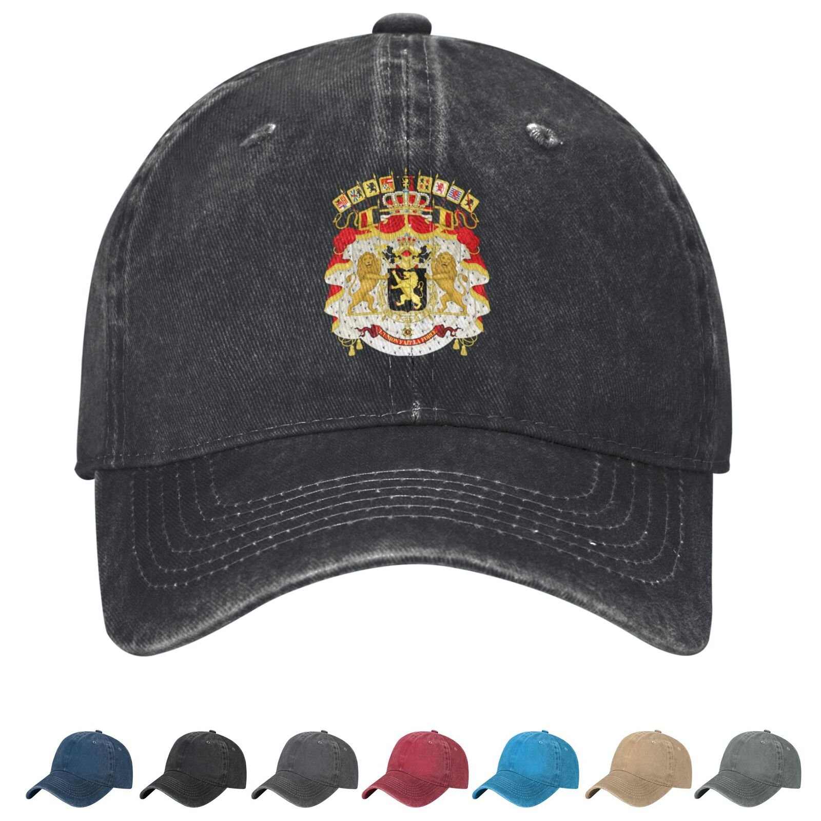Coat of arms of Belgian Denim Baseball Cap Belgium Casual Unisex Vintage Adjustable Flag Trucker Hat Black