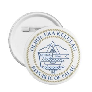 5 stuks ronde badges met het wapen van Palau, ondersteuning voor Palau-embleemspelden en Palau-decoratie.