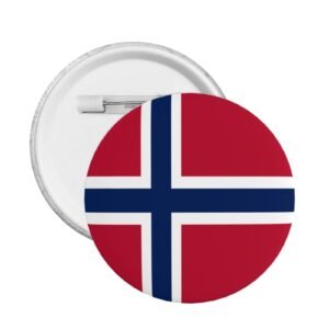 5 insignias redondas de apoyo a Noruega con dise?o de bandera noruega.