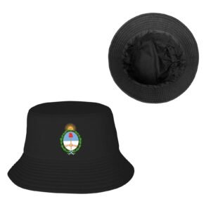 Argentina Bucket Hat for Men Women Coat of Arms of Argentina Outdoor Summer Fishing Hat Black