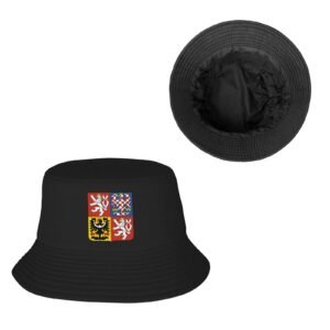 Czech Bucket Hat for Men Women Coat of Arms of Czech Outdoor Summer Fishing Hat Black