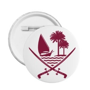 5 stuks ronde badges met het wapen van Qatar, ondersteuning voor het Qatarese embleem, speldje, Qatarese decoratie