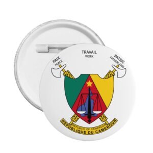 5 stuks ronde badges met het wapen van Kameroen, ondersteuning van het Kameroense embleem, speld met Kameroense decoratie