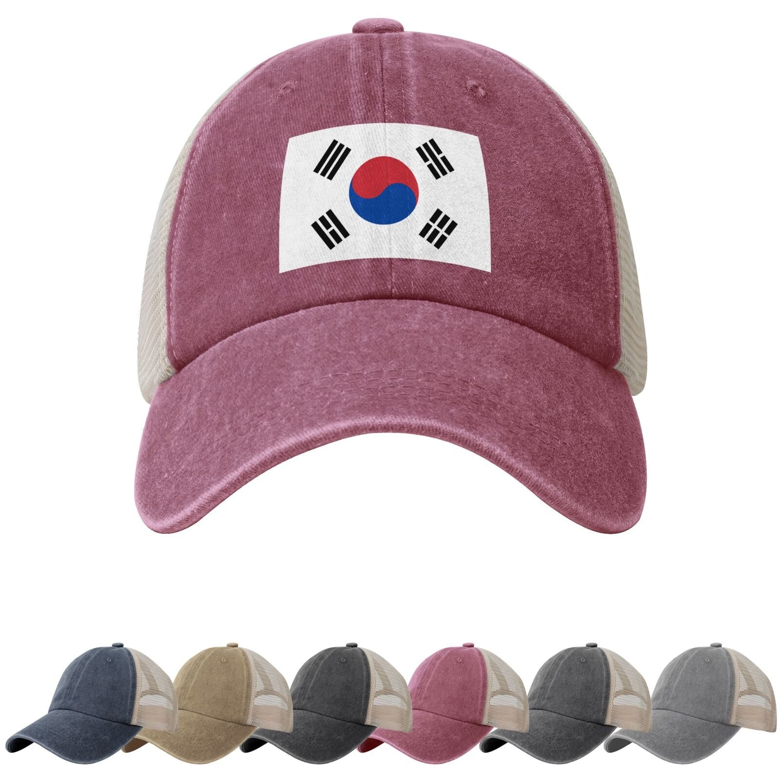 Korea Flag Sun Hats for Men Women Flag of Korea Cowboy Mesh Baseball Cap Korean Trucker Hat - Image 3