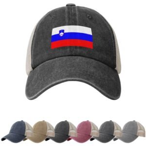 Slovenia Flag Sun Hats for Men Women Flag of Slovenia Cowboy Mesh Baseball Cap Slovenian Trucker Hat