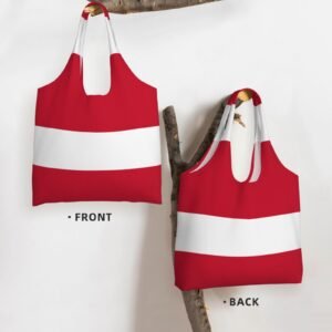 Austria Canvas Tote Bags For Women Men Reusable Shopping Grocery Austrian National Flag Bag