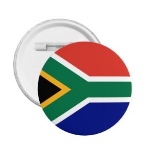 5 stuks ronde badges van Zuid-Afrika met standaard en speld, Afrikaanse decoratieve vlag