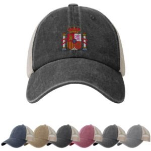 Coat of Arms of Spain Sun Hats for Men Women Spain Emblem Cowboy Mesh Baseball Cap Spanish Trucker Hat