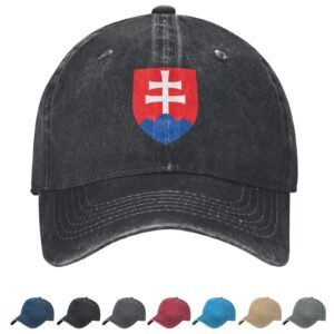 Coat of arms of Slovakia Denim Baseball Cap Slovakian Casual Unisex Vintage Adjustable Flag Trucker Hat Black