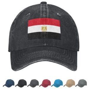 Flag of Egypt Denim Baseball Cap Egyptians Flag Unisex Vintage Adjustable Outdoor Trucker Hat Black