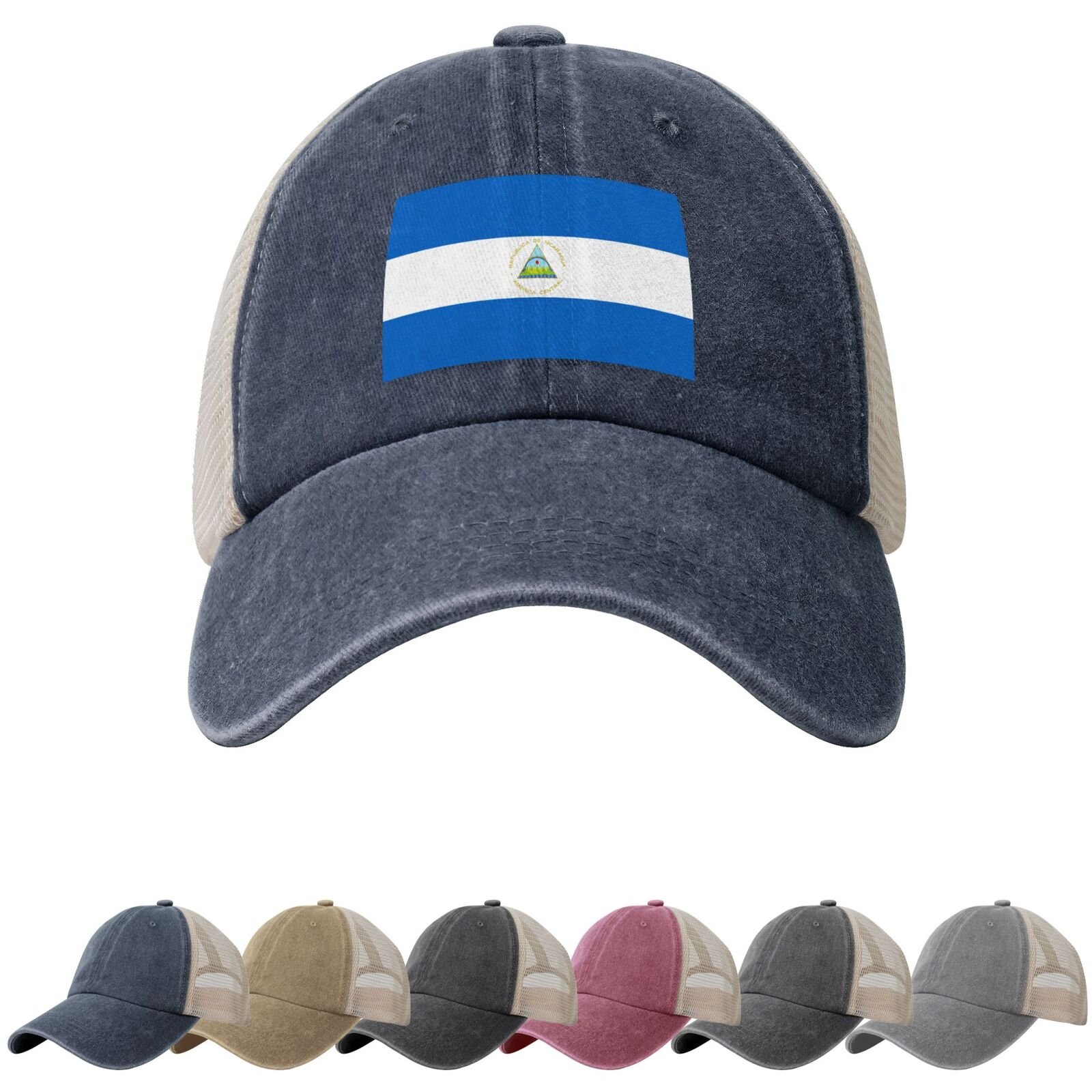 Nicaragua Flag Sun Hats for Men Women Flag of Nicaragua Cowboy Mesh Baseball Cap Nicaraguan Trucker Hat - Image 4