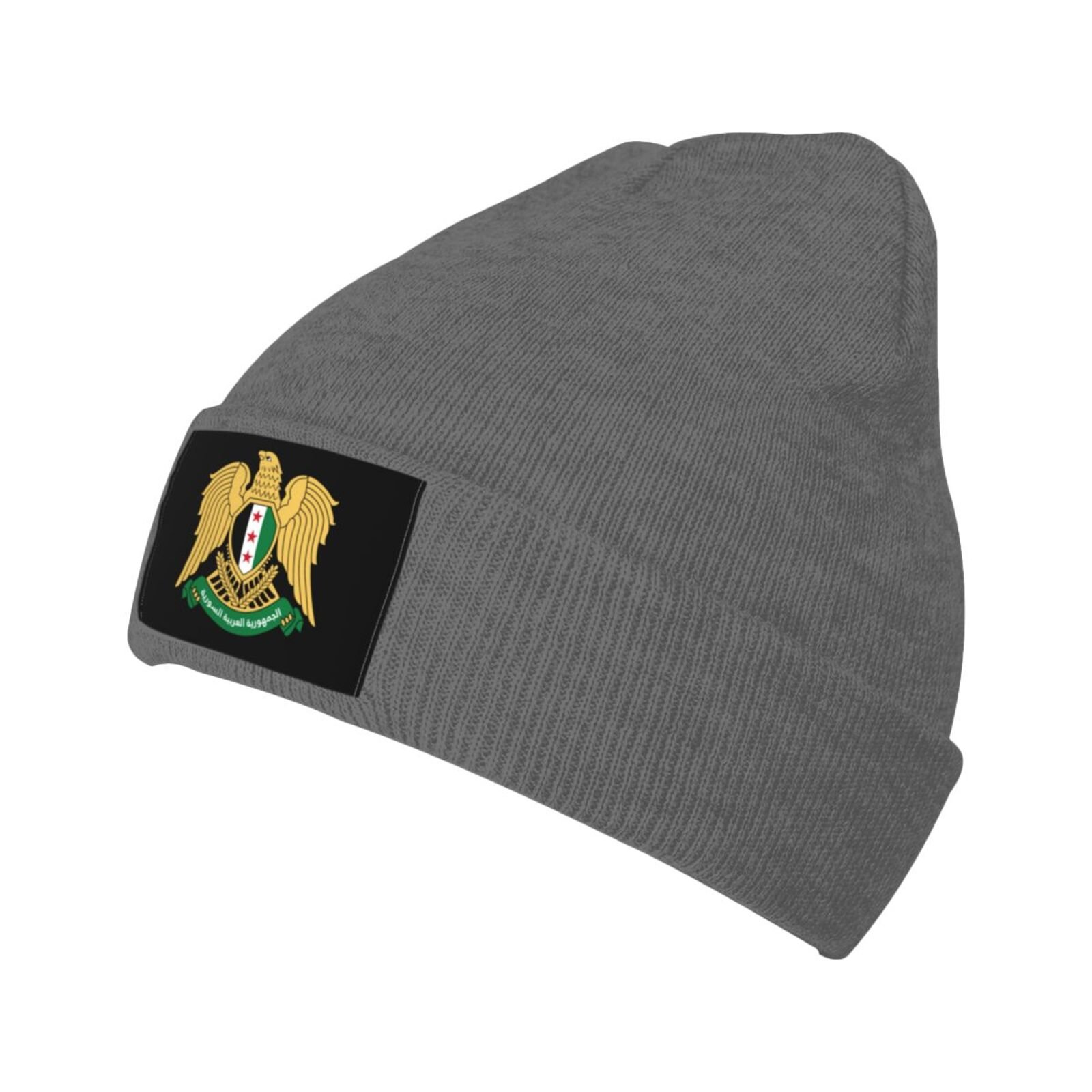 coat of arms of syria knit beanie hat syria emblem knitted cap for syrians winter outdoor men women