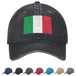 Flag of Italy Denim Baseball Cap Italian Flag Unisex Vintage Adjustable Outdoor Trucker Hat Black