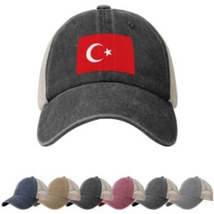Turkey Flag Sun Hats for Men Women Flag of Turkey Cowboy Mesh Baseball Cap Turks Trucker Hat