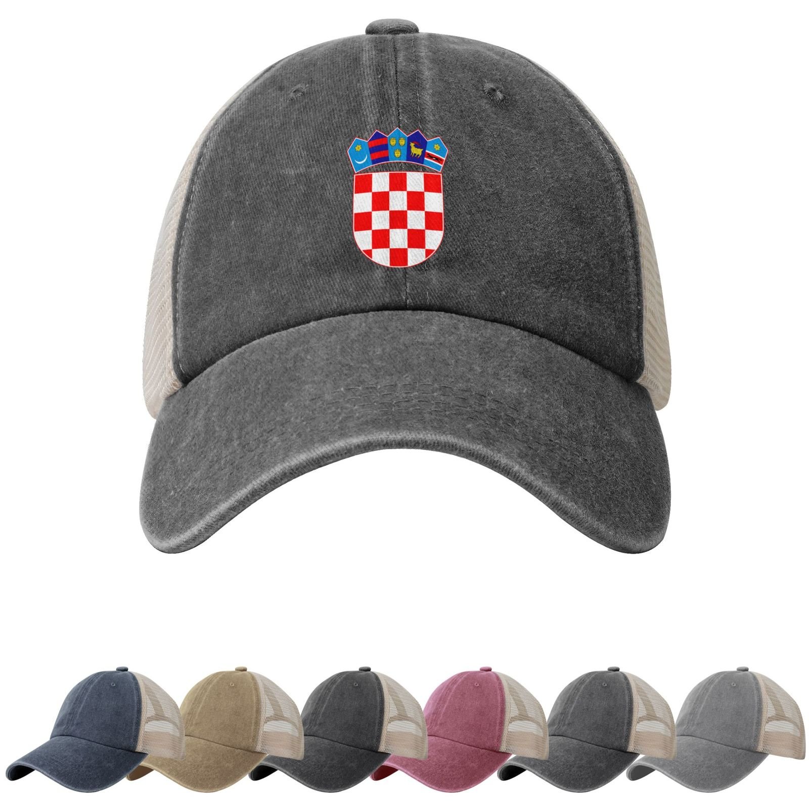 Coat of Arms of (Croatia) Sun Hats for Men Women (Croatia) Emblem Cowboy Mesh Baseball Cap Croatian Trucker Hat - Image 2