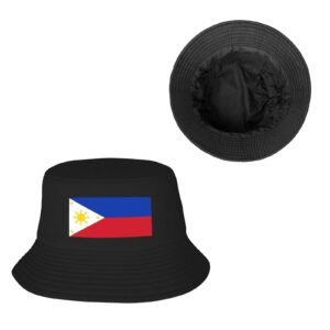 Sombreros de pescador filipinos para hombres y mujeres, con la bandera de Filipinas, para pesca al aire libre y de verano, color negro