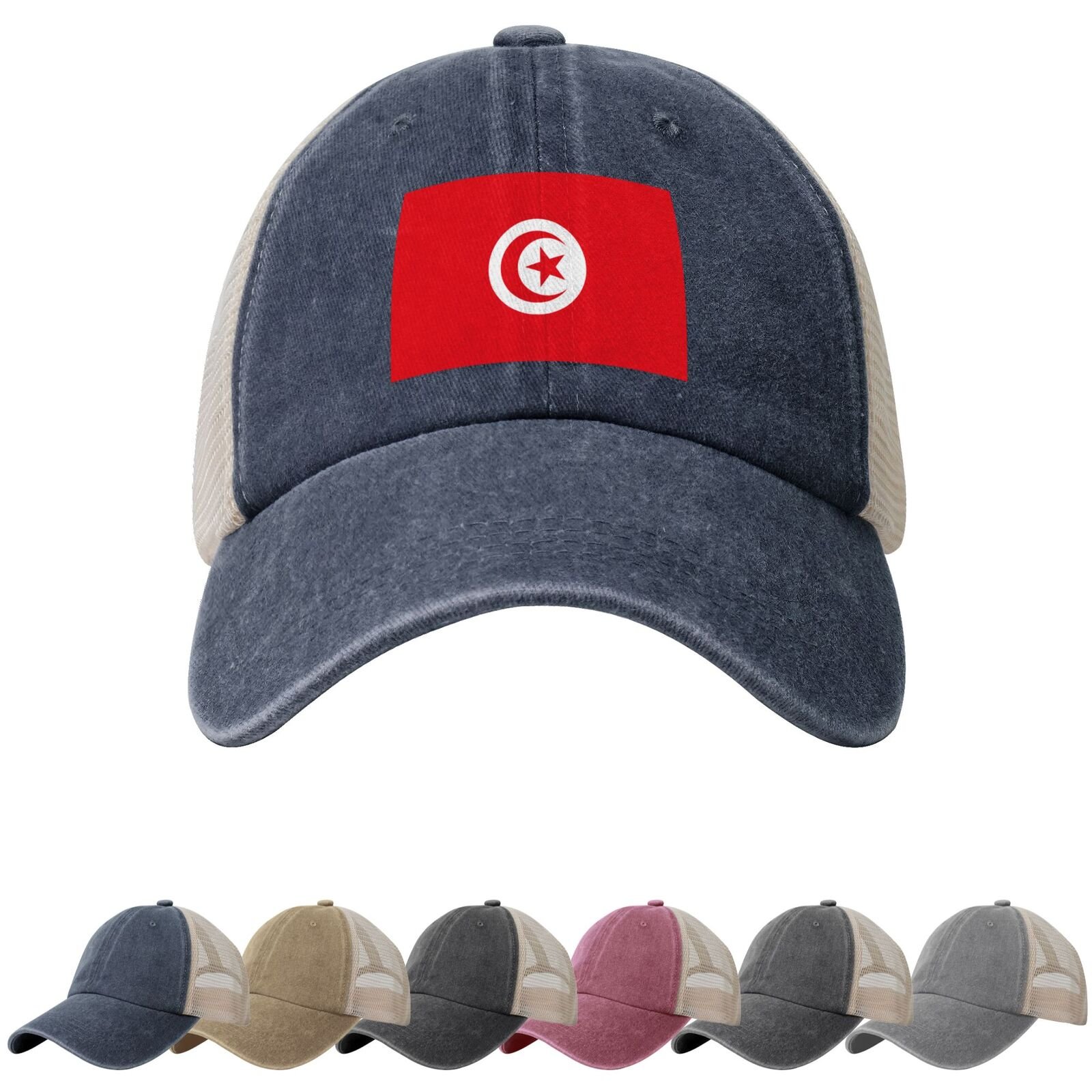 Tunisia Flag Sun Hats for Men Women Flag of Tunisia Cowboy Mesh Baseball Cap Tunisian Trucker Hat - Image 4