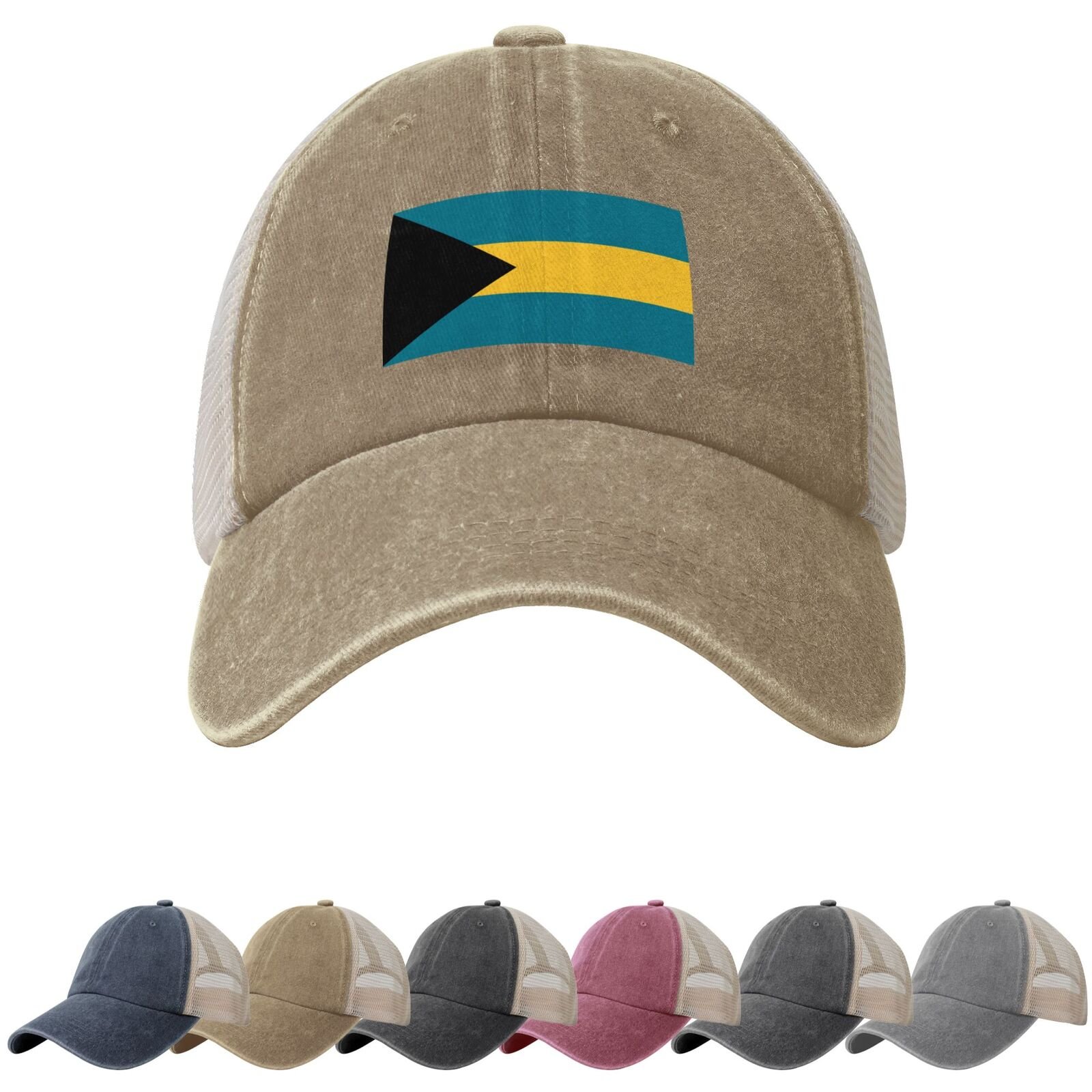 Bahamas Flag Sun Hats for Men Women Flag of Bahamas Cowboy Mesh Baseball Cap Bahamian Trucker Hat - Image 5