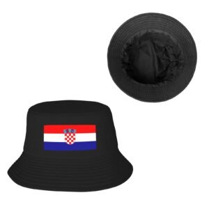 (Croatia) Bucket Hats for Men Women Flag of (Croatia) Outdoor Summer Fishing Hat Black