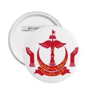 5 insignias redondas con el escudo de armas de Brunéi, emblema de Brunéi, decoraciones de Brunéi.