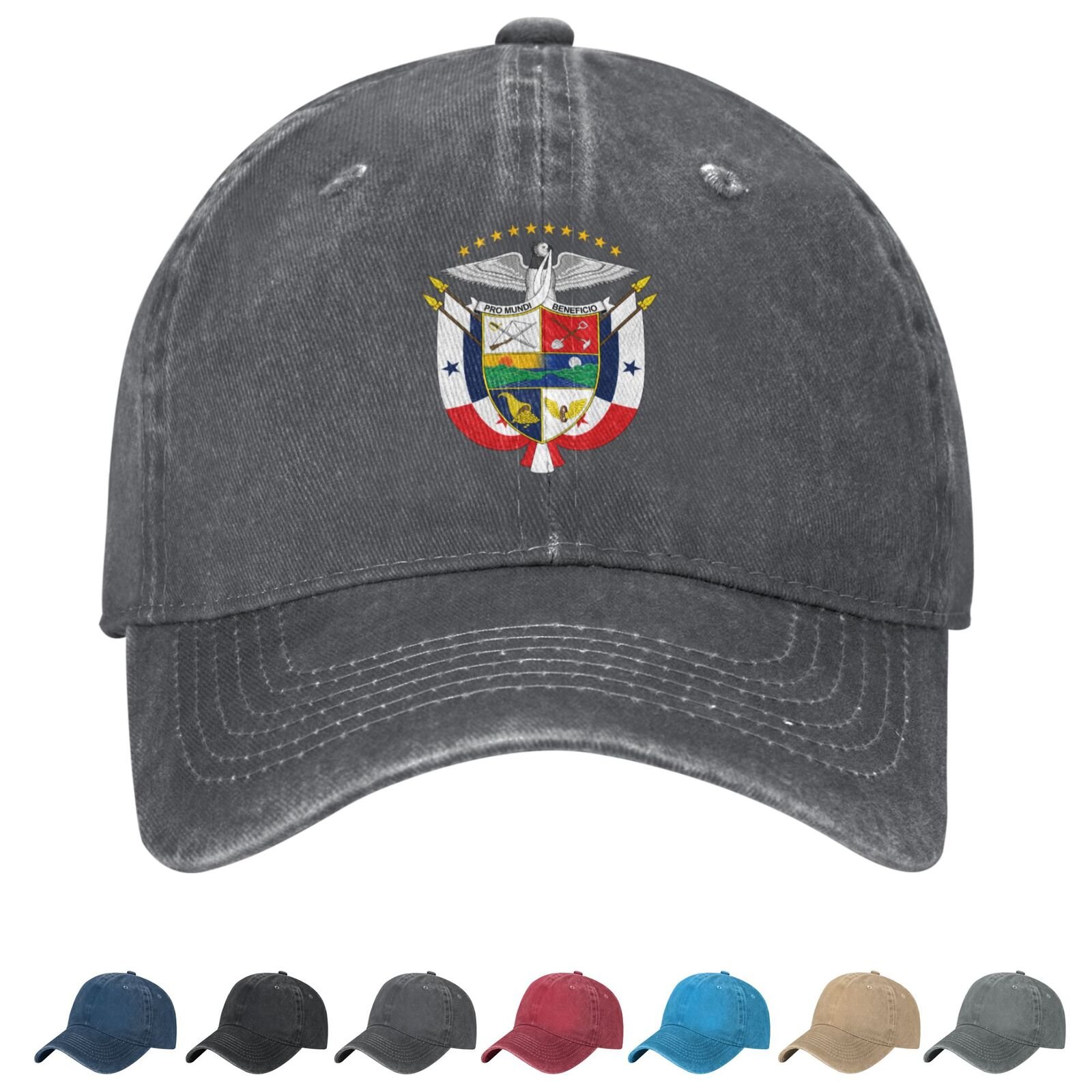 Coat of arms of Panama Denim Baseball Cap Panamanian Casual Unisex Vintage Adjustable Flag Trucker Hat Black - Image 2