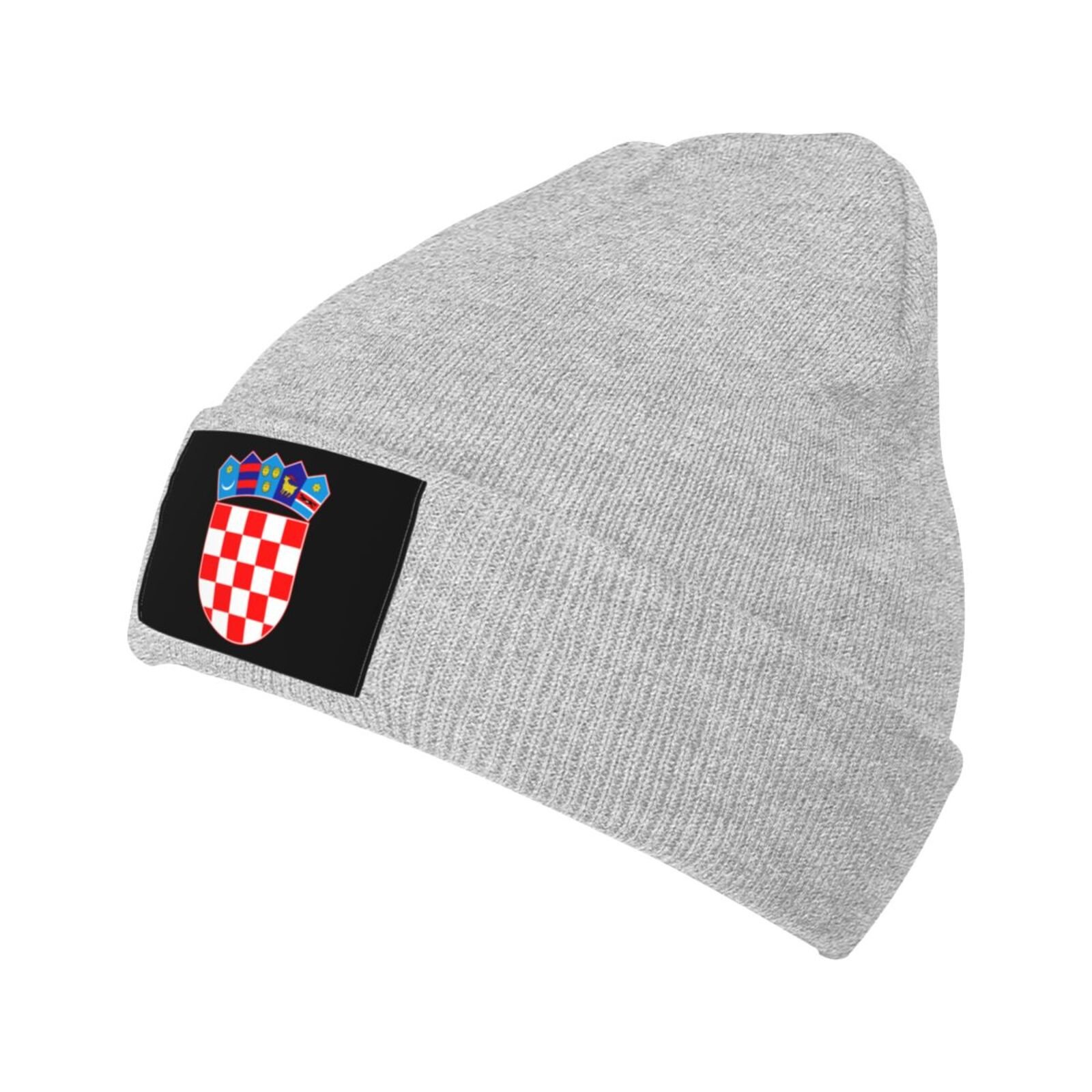 coat of arms of (croatia) knit beanie hat (croatia) emblem knitted cap for croatian winter outdoor men women