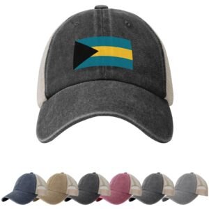 Bahamas Flag Sun Hats for Men Women Flag of Bahamas Cowboy Mesh Baseball Cap Bahamian Trucker Hat