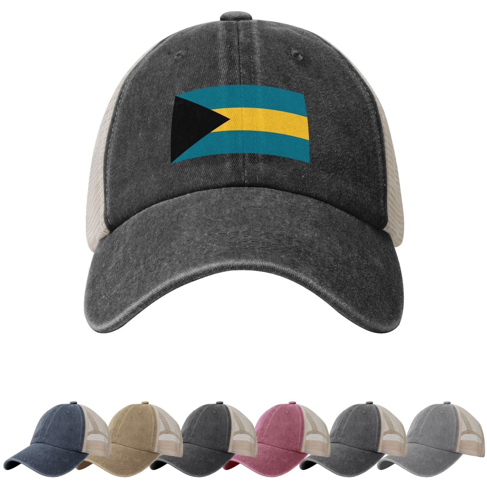 Bahamas Flag Sun Hats for Men Women Flag of Bahamas Cowboy Mesh Baseball Cap Bahamian Trucker Hat