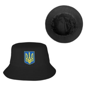 Ukraine Bucket Hat for Men Women Coat of Arms of Ukraine Outdoor Summer Fishing Hat Black
