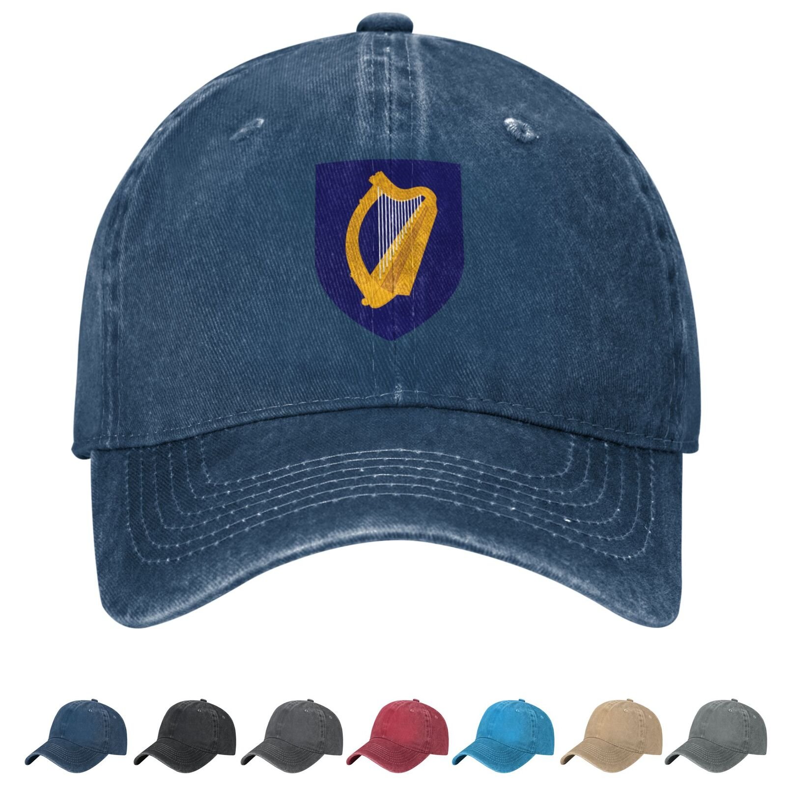 Coat of arms of Ireland Denim Baseball Cap Irish Casual Unisex Vintage Adjustable Flag Trucker Hat Black - Image 6