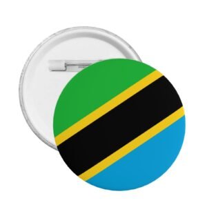 5 stuks ronde badges van Tanzania met standaard en speld, ter decoratie met de vlag van Tanzania