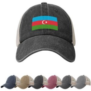 Azerbaijan Flag Sun Hats for Men Women Flag of Azerbaijan Cowboy Mesh Baseball Cap Azerbaijani Trucker Hat