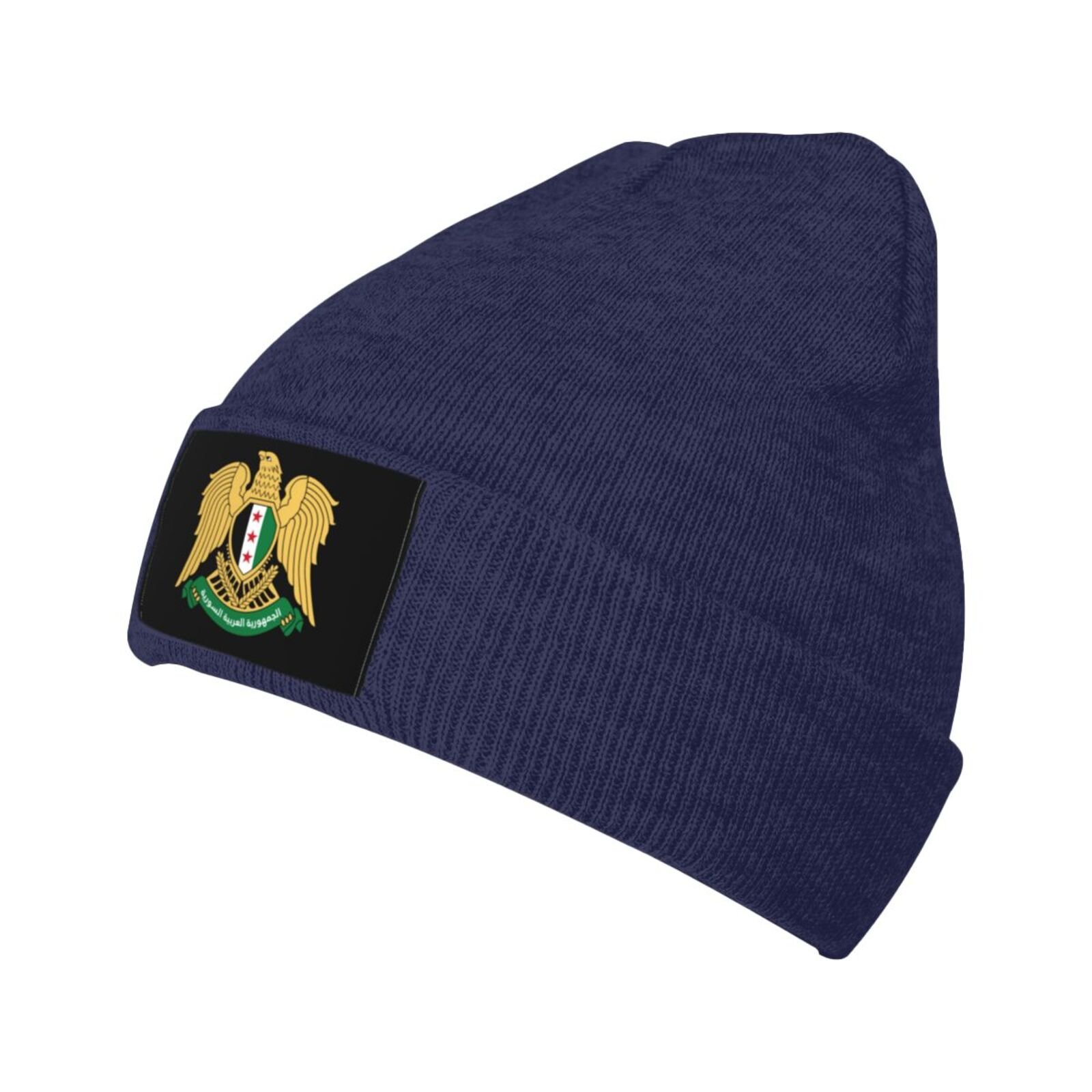 coat of arms of syria knit beanie hat syria emblem knitted cap for syrians winter outdoor men women