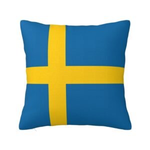 Square Throw Pillow Covers for Sweden Flag Pillowcase for Swedes Couch Sofa Bedroom
