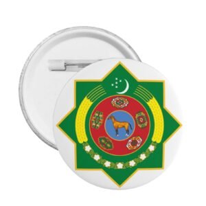 5 szt. Okrągła odznaka z herbem Turkmenistanu, wsparcie dla emblematu Turkmenistanu, dekoracja turkmeńska