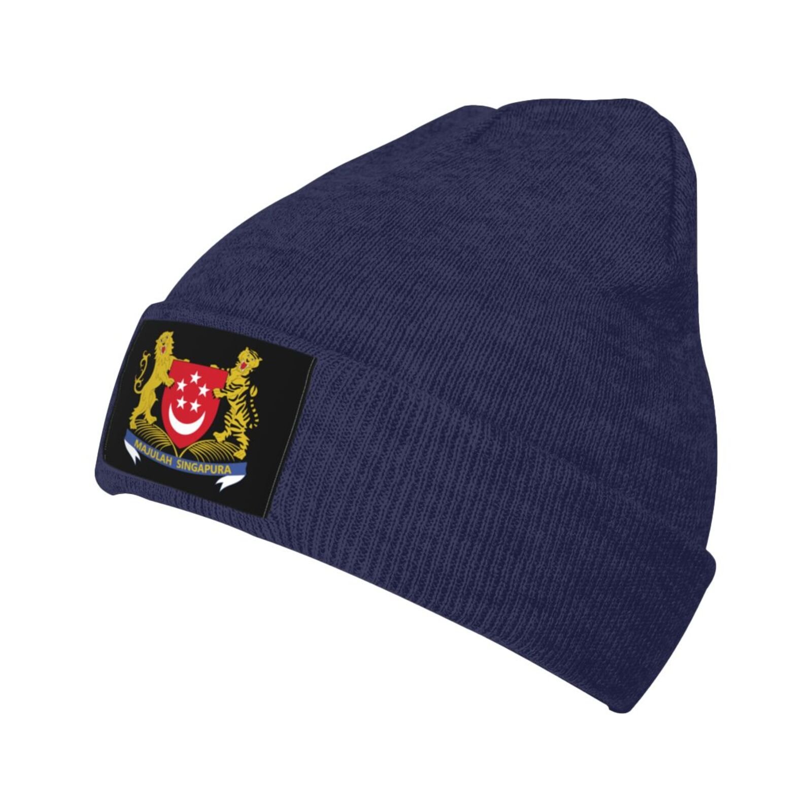 coat of arms of singapore knit beanie hat singapore emblem knitted cap for singaporean winter outdoor men women