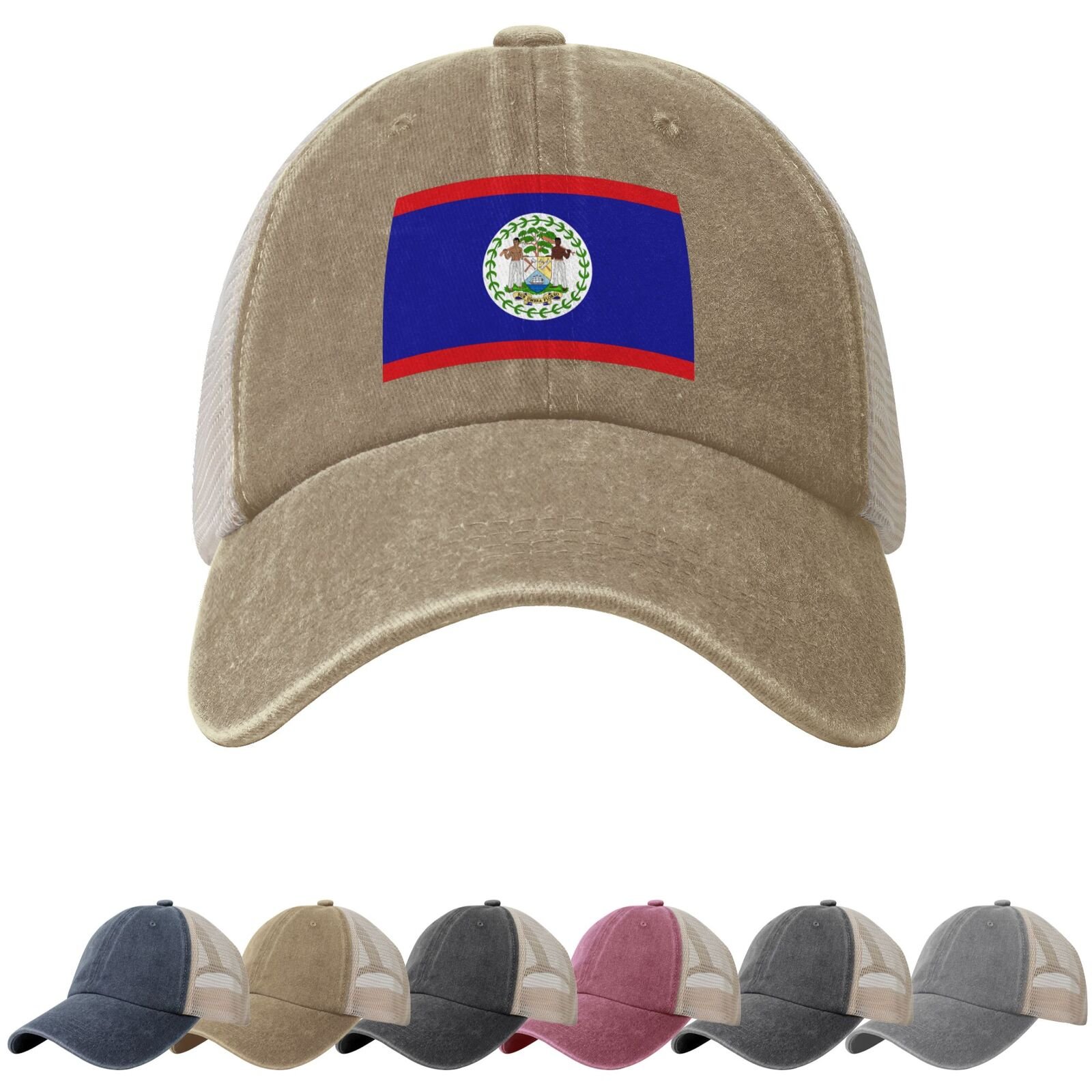 Belize Flag Sun Hats for Men Women Flag of Belize Cowboy Mesh Baseball Cap Belizean Trucker Hat - Image 5