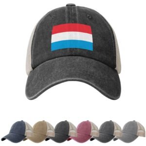 Luxembourg Flag Sun Hats for Men Women Flag of Luxembourg Cowboy Mesh Baseball Cap Luxembourgian Trucker Hat