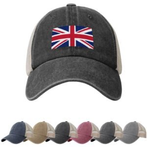 United Kingdom Flag Sun Hats for Men Women Flag of United Kingdom Cowboy Mesh Baseball Cap British Trucker Hat