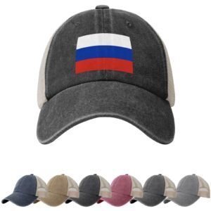 Russia Flag Sun Hats for Men Women Flag of Russia Cowboy Mesh Baseball Cap Russians Trucker Hat