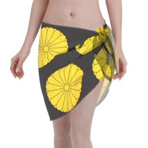 Women Short Sarongs Beach Wrap Japan Emblem for Japanese Swimsuit Short Skirt Chiffon Scarf