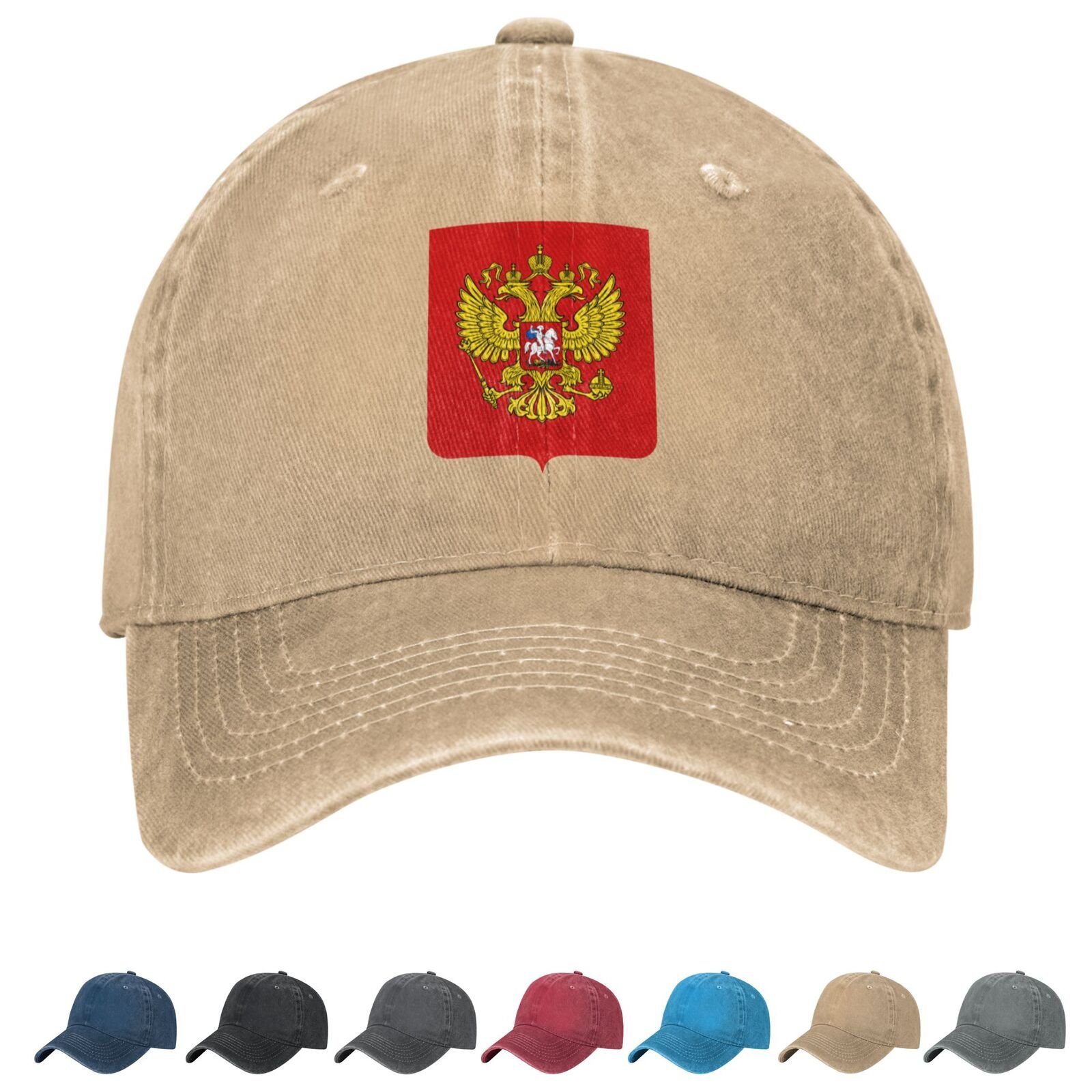 Coat of arms of Russia Denim Baseball Cap Russians Casual Unisex Vintage Adjustable Flag Trucker Hat Black - Image 7