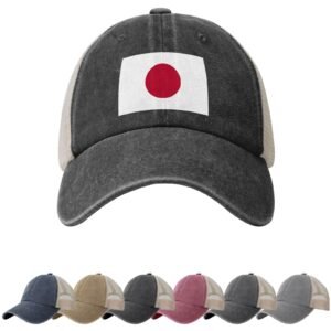 Japan Flag Sun Hats for Men Women Flag of Japan Cowboy Mesh Baseball Cap Japanese Trucker Hat