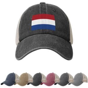 Netherlands Flag Sun Hats for Men Women Flag of Netherlands Cowboy Mesh Baseball Cap Dutch Trucker Hat