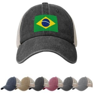 Brazil Flag Sun Hats for Men Women Flag of Brazil Cowboy Mesh Baseball Cap Brazilians Trucker Hat