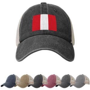 Peru Flag Sun Hats for Men Women Flag of Peru Cowboy Mesh Baseball Cap Peruvian Trucker Hat