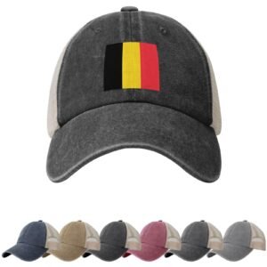 Belgian Flag Sun Hats for Men Women Flag of Belgian Cowboy Mesh Baseball Cap Belgium Trucker Hat